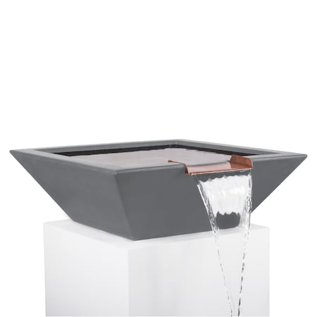 The Outdoor Plus 30 Square Maya Water Bowl - GFRC Concrete - Natural Gray - OPT-30SWO-NGY